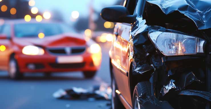 Car crashes through center median on Hathaway Bridge