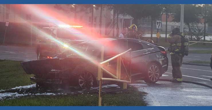 Car fire near Weeki Wachee High School causing traffic delays