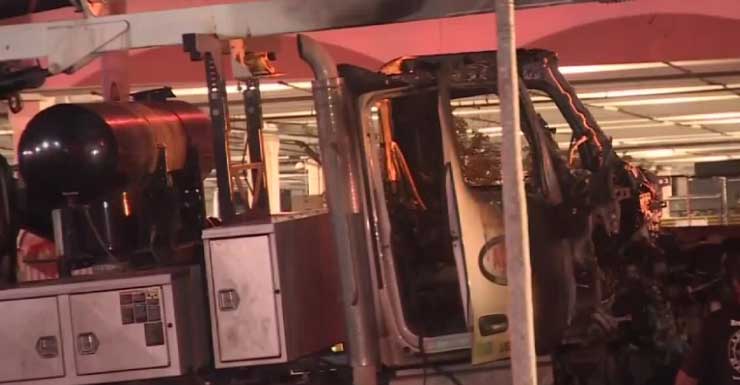 Crews clean oil spill after truck fire shuts down EB Sunrise Blvd. in Fort Lauderdale