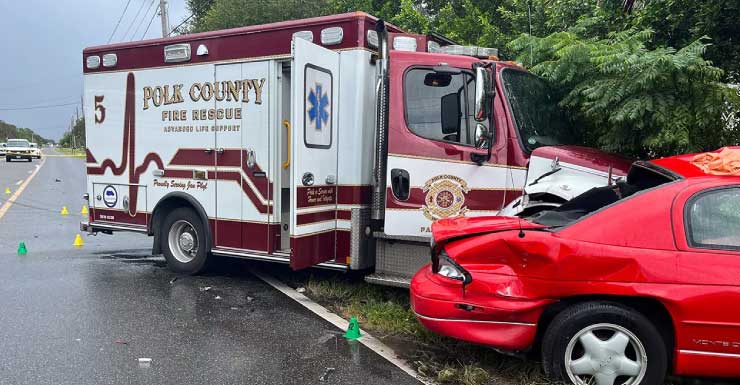 Driver dies in Polk County crash involving ambulance