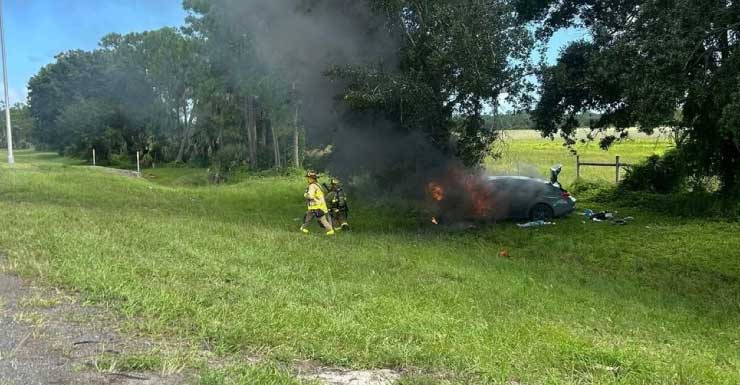 Fiery crash on I-95 North in Martin County sends one to hospital