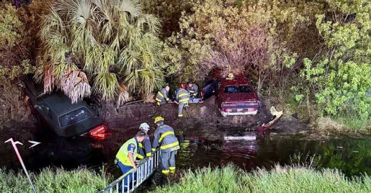 GALLERY: Cars soar into canal in Port St. Lucie crash, 2 injured