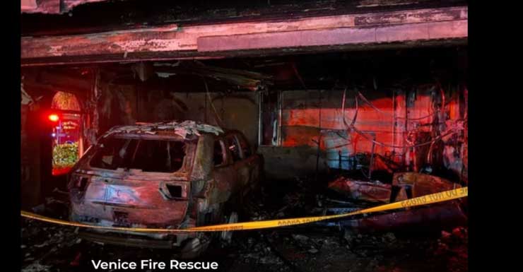 Golf cart charger catches fire in home in Venice