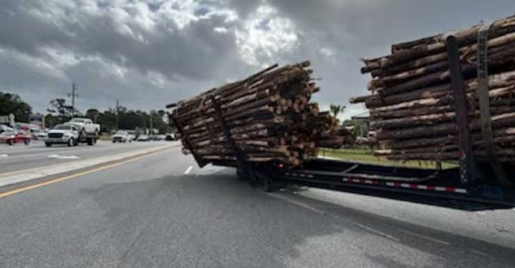 Log truck blocks State Road 200 at US 17 in Yulee
