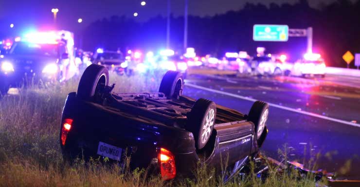 Overturned car crash delays Moccasin Wallow Road drivers