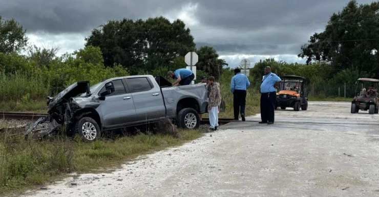Pickup truck struck by Amtrak at gateless Indiantown crossing; no injuries reported