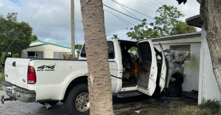 Riviera Beach officer helps save sleeping family after truck fire outside home
