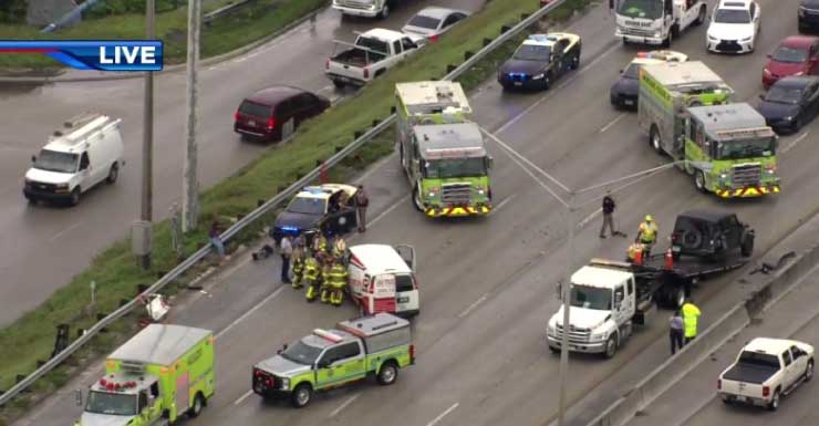 Several EB lanes shut down on SR 826 after crash in Miami Gardens; 1 person hospitalized