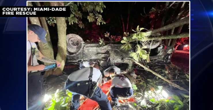 Two hospitalized after rollover crash in Southwest Miami-Dade