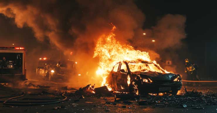 Vehicle fire on I-95 South in Stuart blocks traffic