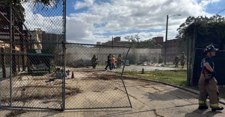 1 hospitalized after commercial building demolition fire in Pensacola