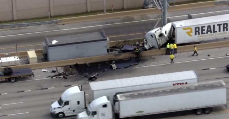 Driver hospitalized after truck fire on Turnpike near Sunrise Boulevard