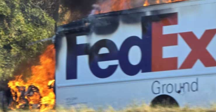 FedEx truck crashes into ditch, catches fire on Florida’s Turnpike near Winter Garden