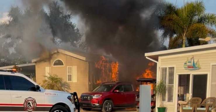 Firefighters respond to blaze that fully engulfed shed in Charlotte County