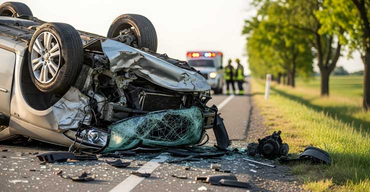 I-4 westbound lanes closed due to overturned vehicle