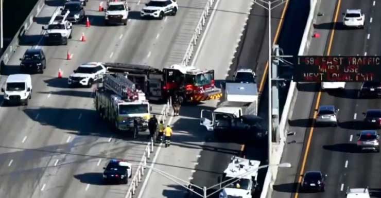 Multi-vehicle crash shuts down SB lanes on I-95 near Hallandale Beach Blvd.; 5 hospitalized