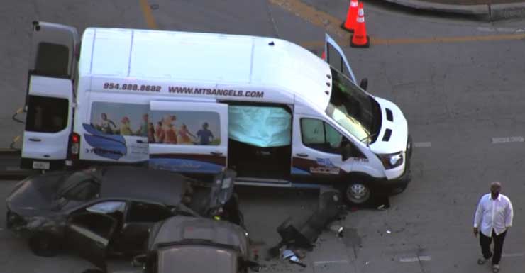 Multiple vehicle crash involving pediatric medical bus in Orlando