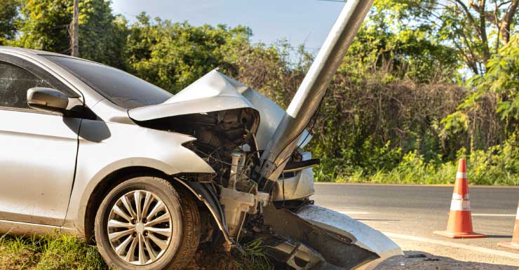 Power pole ripped out of the ground after being struck by car in Brooksville