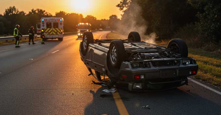 Rollover crash in Venice causing serious slowdown on southbound I-75