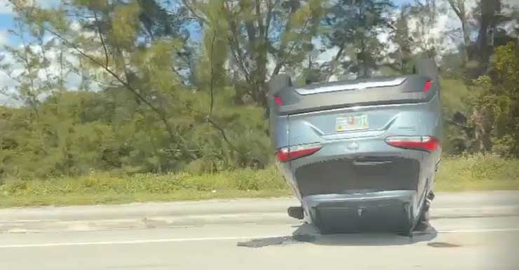 SUV flips in West Palm Beach crash, one hospitalized
