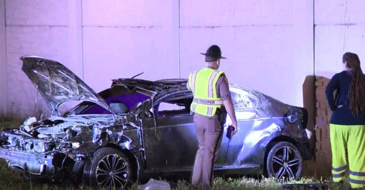 Two hospitalized after crash into wall on I-75 in Lee County
