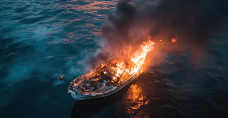 VIDEO: Boat engulfed in flames behind Indian Rocks Beach home