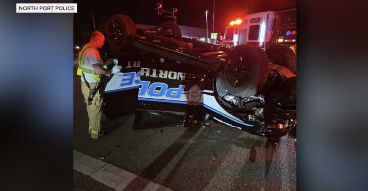 WATCH North Port Police car flips during high-speed chase