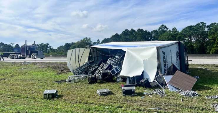 Crash flips box truck, blocks lanes on northbound Turnpike in Martin County