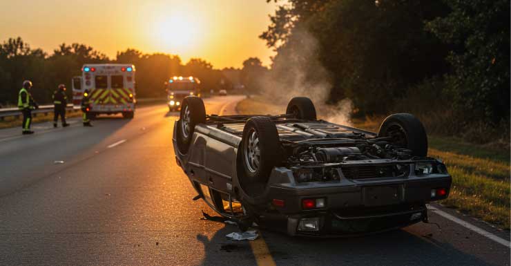 Driver seriously injured in roll-over crash on Highway 77