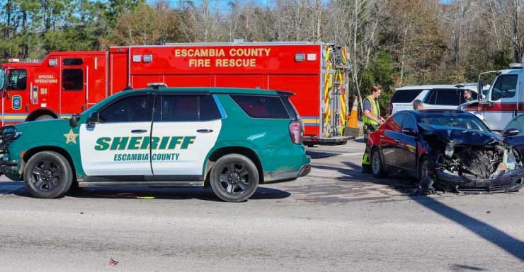 FHP: Woman runs red light, hits Escambia County patrol vehicle at Hwy 29 intersection