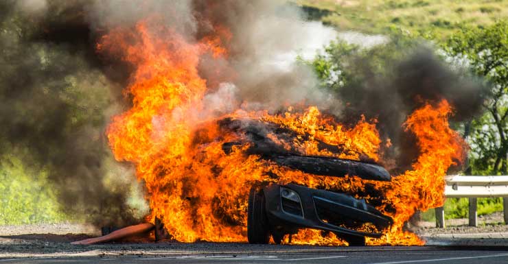 Pickup truck seen engulfed in flames on I-75