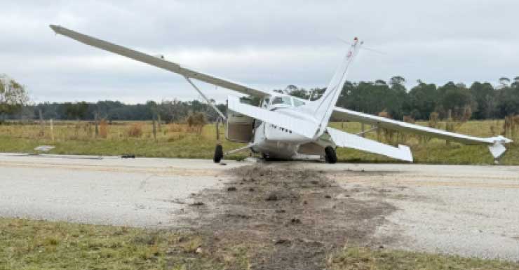Small plane crash-lands on road in DeLand; 2 hurt, officials say