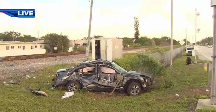 Tri-Rail train hits car stuck in traffic in Opa-locka; 2 passengers escape unharmed