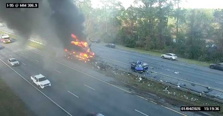 All lanes of I-95 in St. Johns County reopen after fiery crash