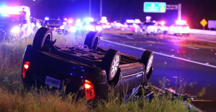 Car crash in Lehigh Acres leaves car flipped