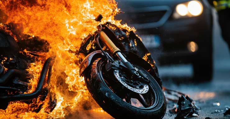 Crews extinguish motorcycle fire at North Port gas station