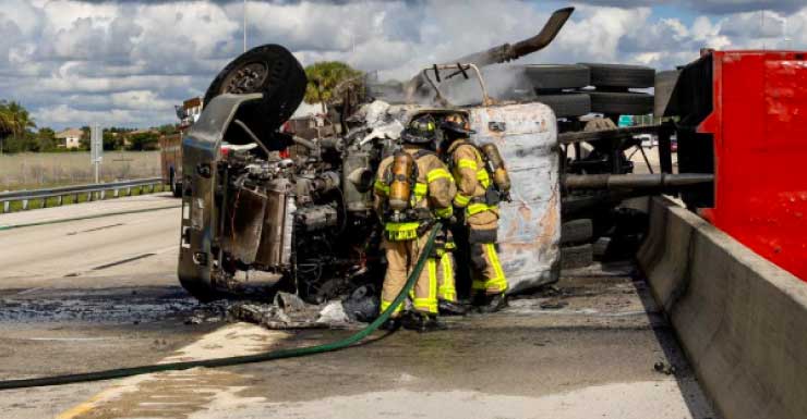 Dump truck erupts in flames on Florida’s Turnpike, snarling traffic