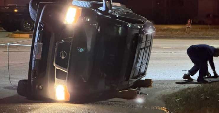 Early hour rollover collision at Lakeshore Mall