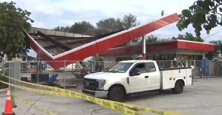 Fiery rollover crash at Hialeah gas station leaves driver with minor injuries