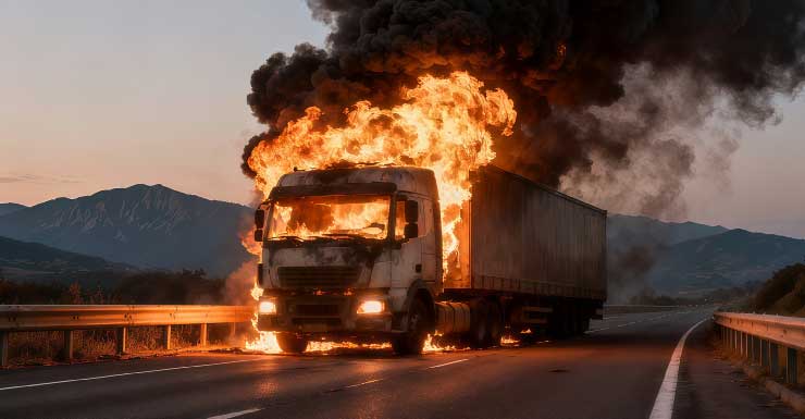 Fire crews battle truck fire on northbound lanes of the Turnpike in NW Miami-Dade