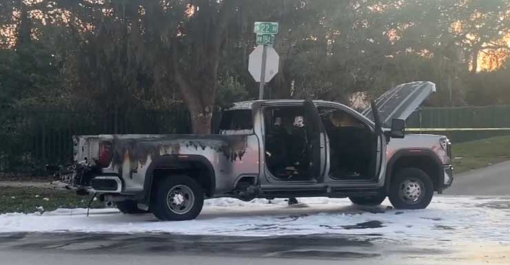 MDFR: Pickup truck torched after box of fireworks catches fire in Miami Gardens