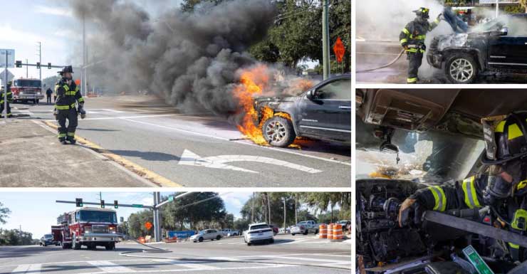 Marion County Fire Rescue crew responds to pickup truck fire; no injuries reported