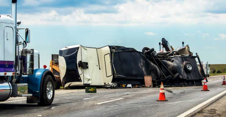 Truck flips on I-75 near Fruitville Road