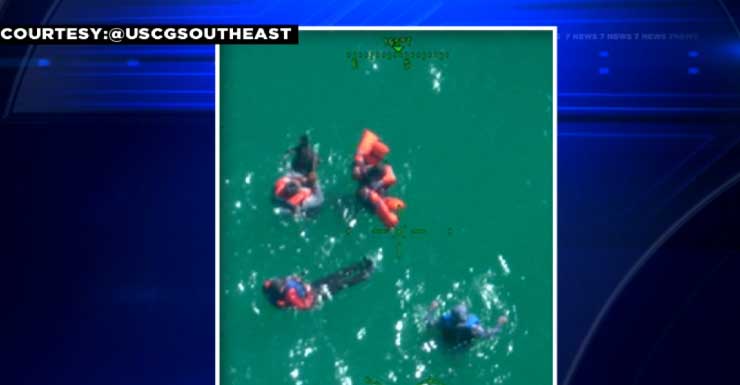 USCG rescues 4 boaters from capsized vessel off the coast of Key West