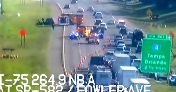 Vehicle crash on I-75 southbound with injuries, roadblock in center lane: Florida Highway Patrol