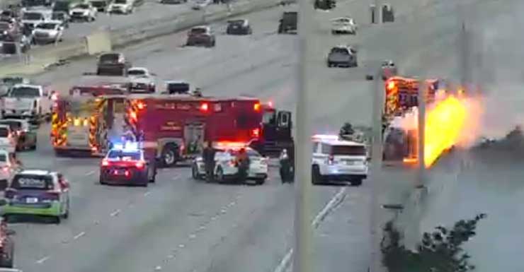 Vehicle fire on I-95 North in West Palm Beach blocks traffic