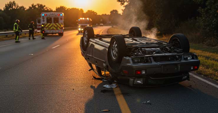 2 dead in Volusia after car hits embankment, overturns, erupts in flames