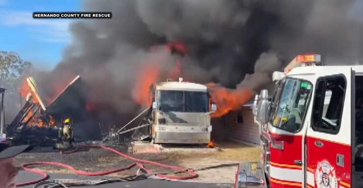 Crews knock down fire involving 'multiple RVs' in Hernando County