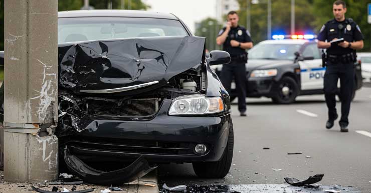 Driver critically injured after car strikes light poles, splits into 2 in Orlando crash