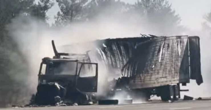 Heavy traffic after semi-truck catches fire on I-75 in Marion County